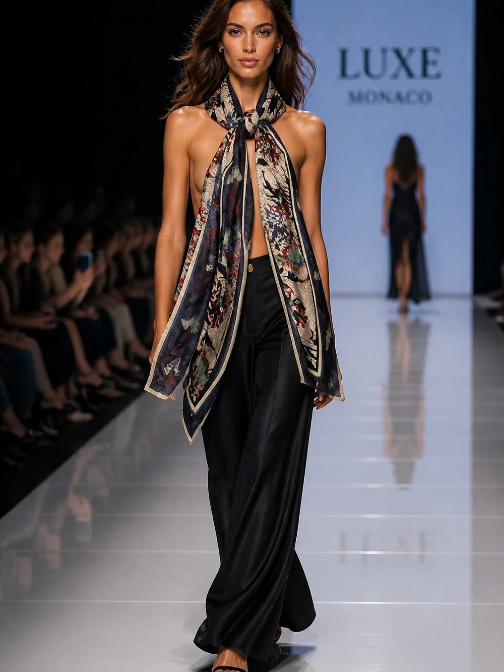 Black Wide-Leg Satin Pants